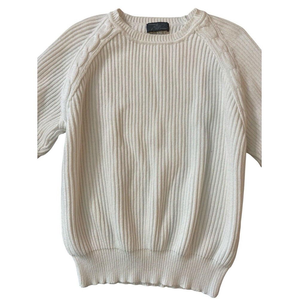 Vintage Lord & Taylor White Sweater L Hand-Framed 100% Cotton Woman’s Hong Kong‎ - Picture 2 of 9